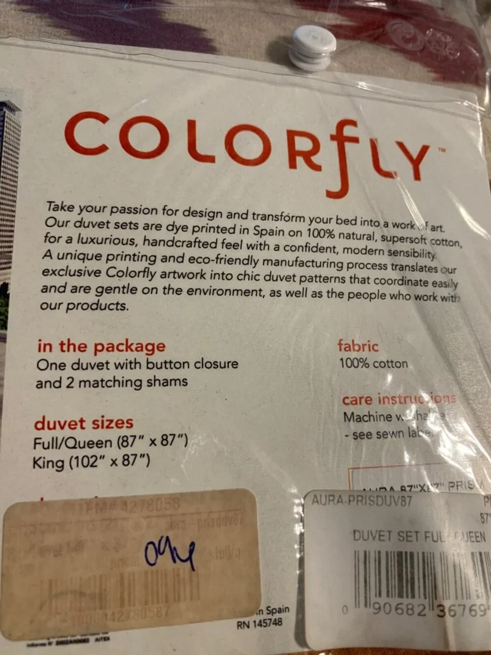 New Colorfly Duvet Cover Set Full Queen Aura Prism Blue Red Purple Orange Beige
